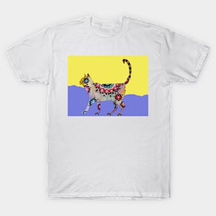 Boho Flower Cat Zentange T-Shirt
